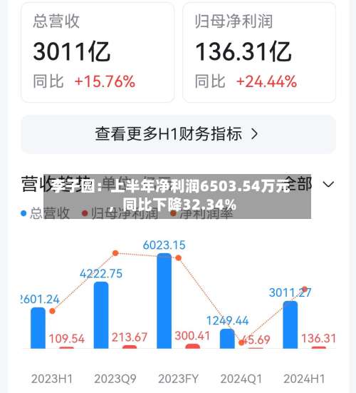 李子园：上半年净利润6503.54万元，同比下降32.34%-第2张图片