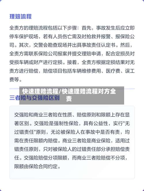 快速理赔流程/快速理赔流程对方全责