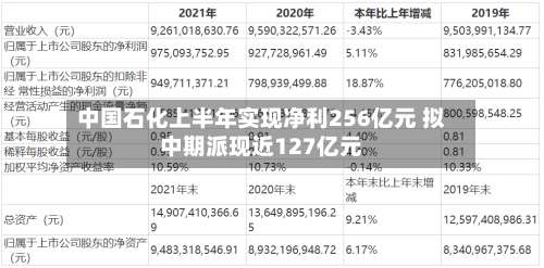 中国石化上半年实现净利256亿元 拟中期派现近127亿元-第2张图片