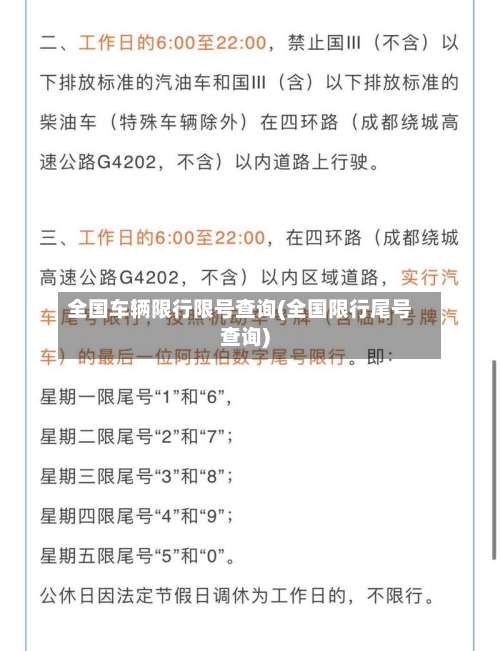 全国车辆限行限号查询(全国限行尾号查询)-第2张图片