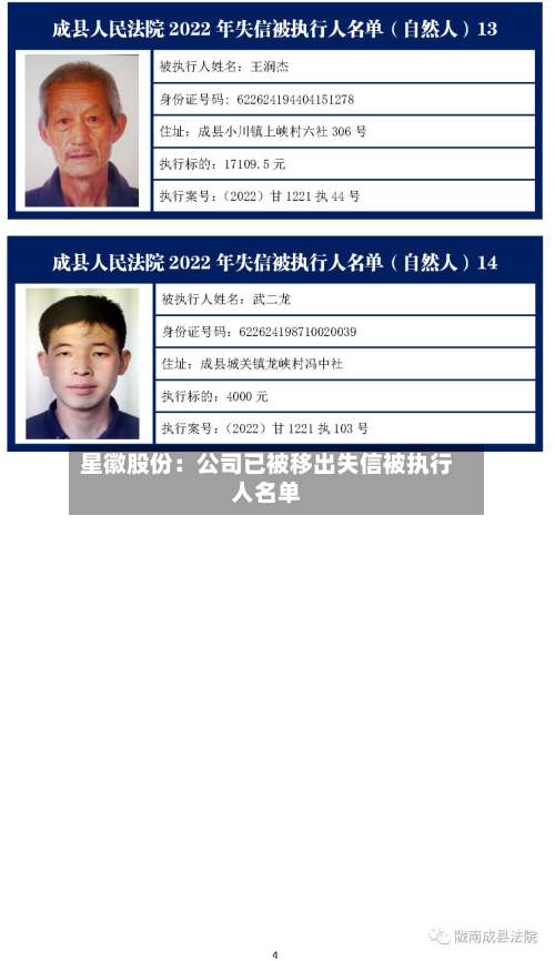 星徽股份：公司已被移出失信被执行人名单