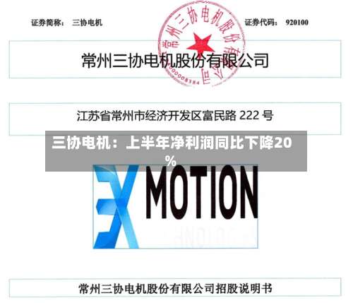 三协电机：上半年净利润同比下降20%-第3张图片