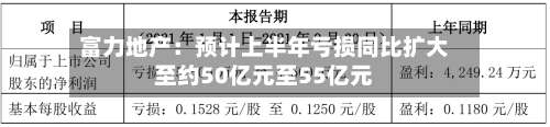 富力地产：预计上半年亏损同比扩大至约50亿元至55亿元