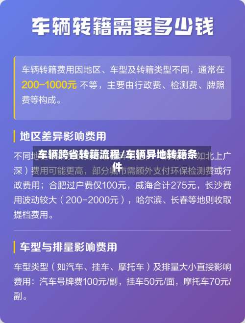 车辆跨省转籍流程/车辆异地转籍条件