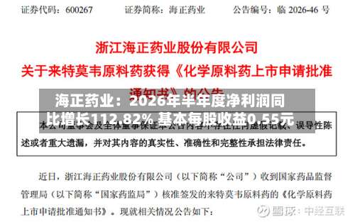 海正药业：2026年半年度净利润同比增长112.82% 基本每股收益0.55元-第2张图片