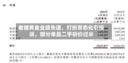 老铺黄金业绩失速，打折常态化引投诉，部分单品二手折价过半