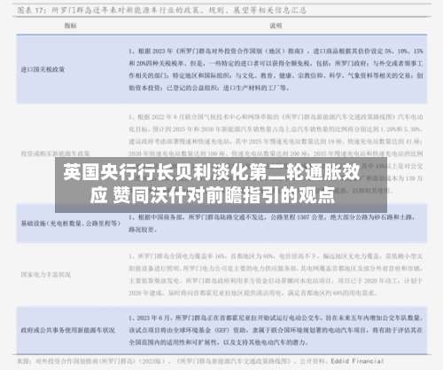 英国央行行长贝利淡化第二轮通胀效应 赞同沃什对前瞻指引的观点