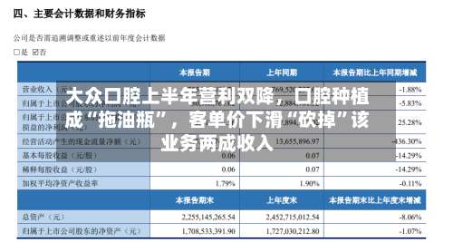 大众口腔上半年营利双降，口腔种植成“拖油瓶	”	，客单价下滑“砍掉”该业务两成收入-第2张图片