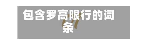 包含罗高限行的词条-第3张图片