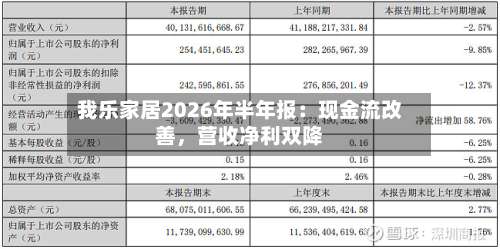 我乐家居2026年半年报：现金流改善，营收净利双降-第3张图片
