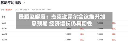 景顺赵耀庭：杰克逊霍尔会议推升加息预期 经济增长仍具韧性