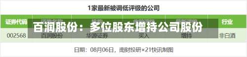 百润股份：多位股东增持公司股份