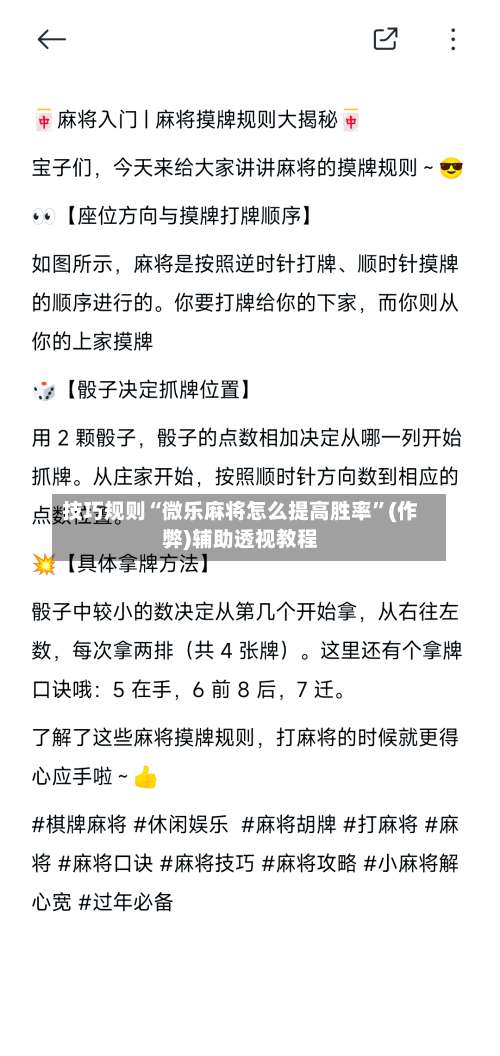 技巧规则“微乐麻将怎么提高胜率”(作弊)辅助透视教程-第3张图片