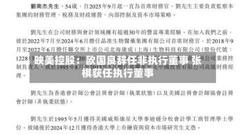 映美控股：欧国良辞任非执行董事 张棋获任执行董事